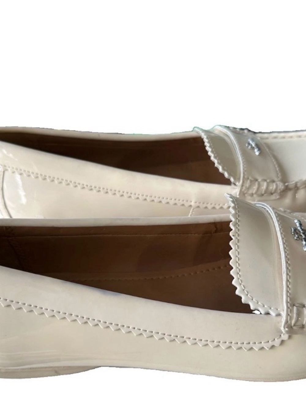 Coach Loafer Flats Shoes Women’s Size 9 Cream Patent Leather Odette Scallop - Picture 5 of 8